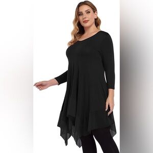 2/$20 🔥 Womens Plus Size Irregular Hem Long Sleeve Loose tunic Dress